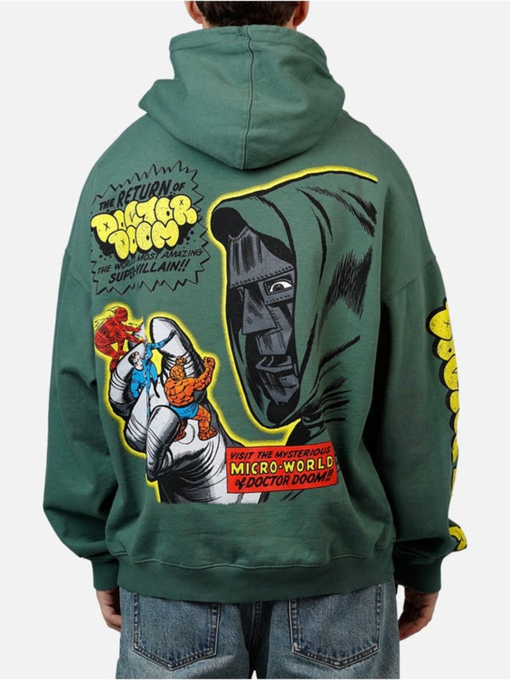 Marvel Olive Green Graphic Hoodie with Purple Print 2XL